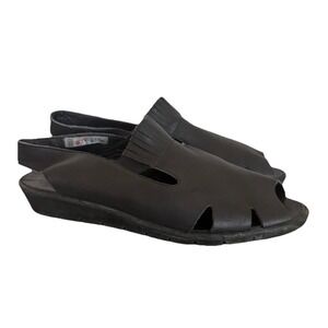 Arche Black Leather Slingback Sandals